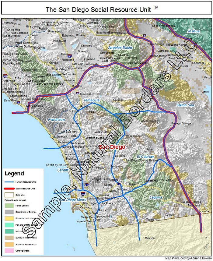 San Diego map - Social Resource Units of the Western USA
