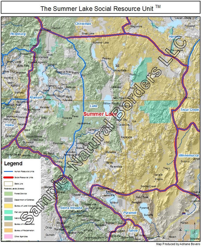 Summer Lake map - Social Resource Units of the Western USA