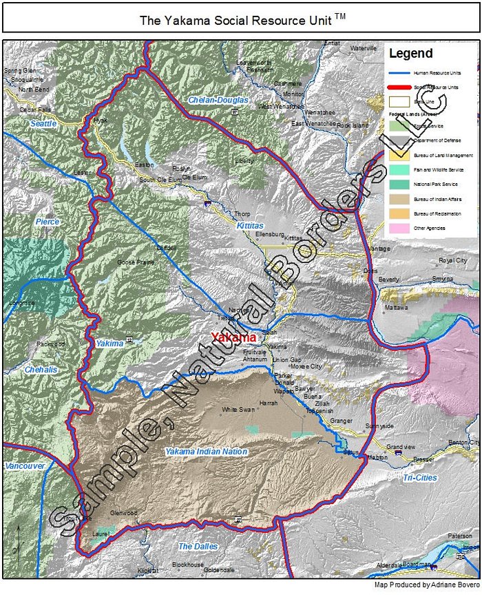 Yakama map - Social Resource Units of the Western USA